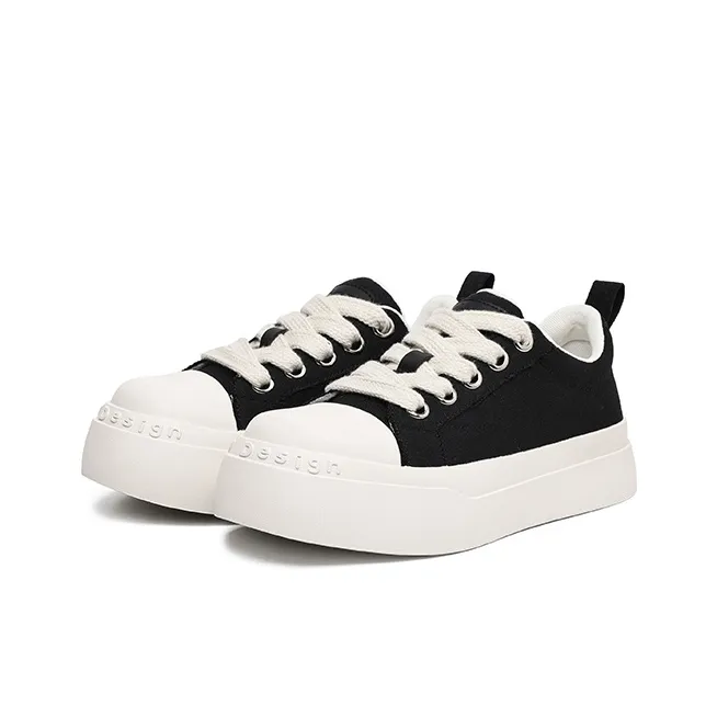 APRHE Low Top Canvas Shoes Unisex Black-3