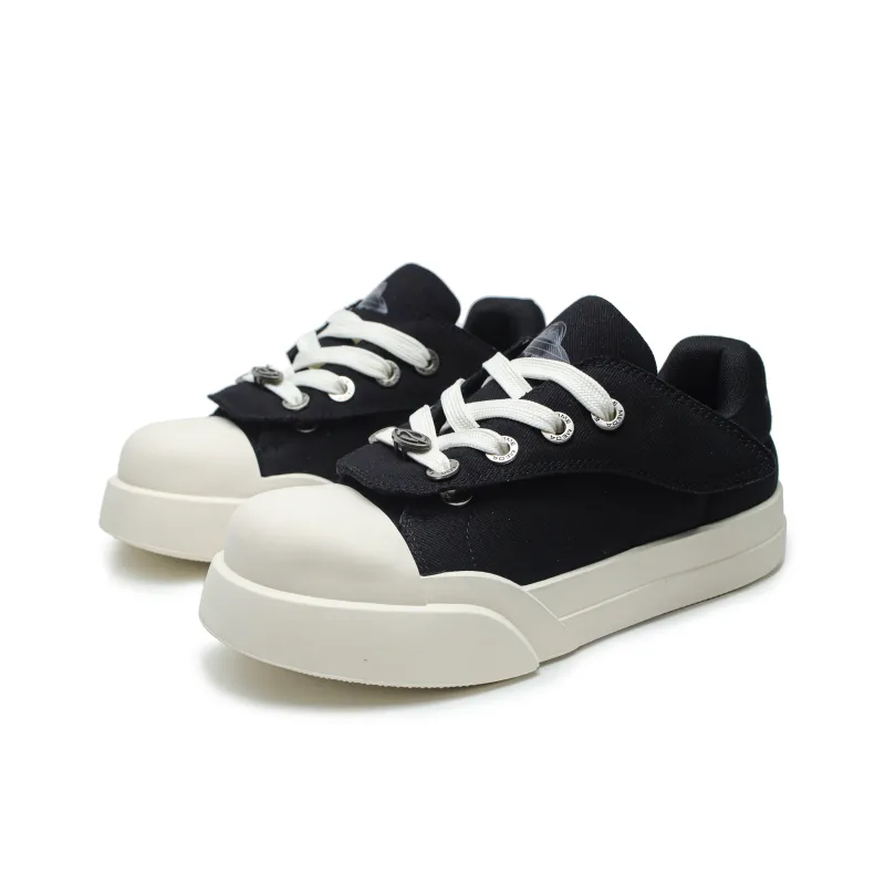 ESTEE GEEA Wear-Resistant Lightweight Breathable Height Increasing Low-Top Skateboard Shoes Unisex White Black-1