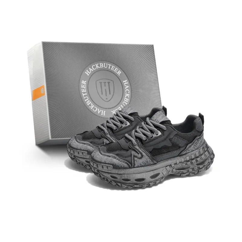 HACKBUTEER Cushioning Anti-Slip Wear-Resistant Breathable Height Increasing Low-Top Chunky Sneakers Men's Box Included-0