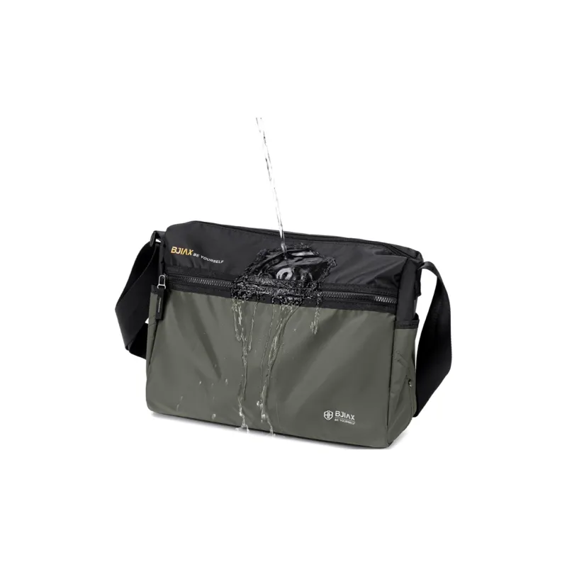 BJIAX Nylon 16-Inch Computer Crossbody Bag Large Size Men's Black Green Multicolor-5