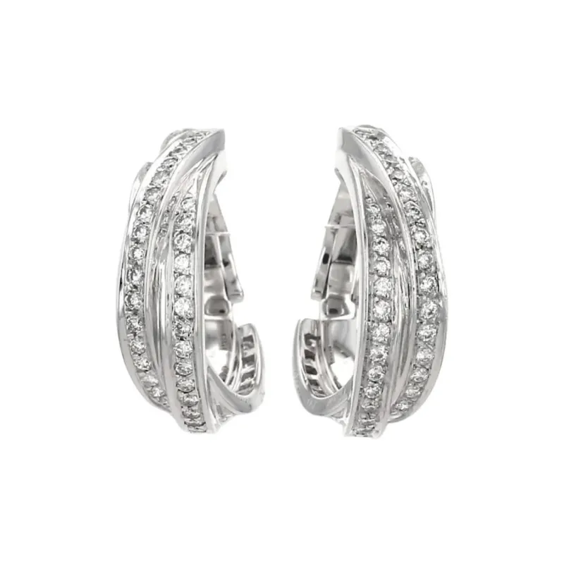 Cartier White Gold Trinity Diamonds Earrings-0