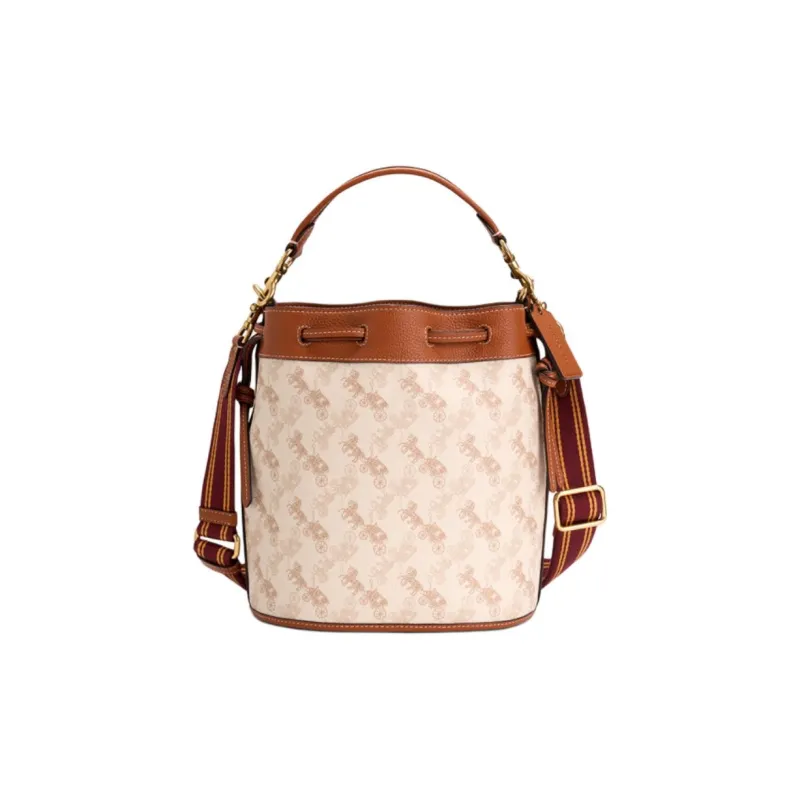 COACH Field Artificial Leather Bucket Bag, Shoulder Bag, Crossbody Bag, Handbag Medium Size Women's Chalk White & Brown-0