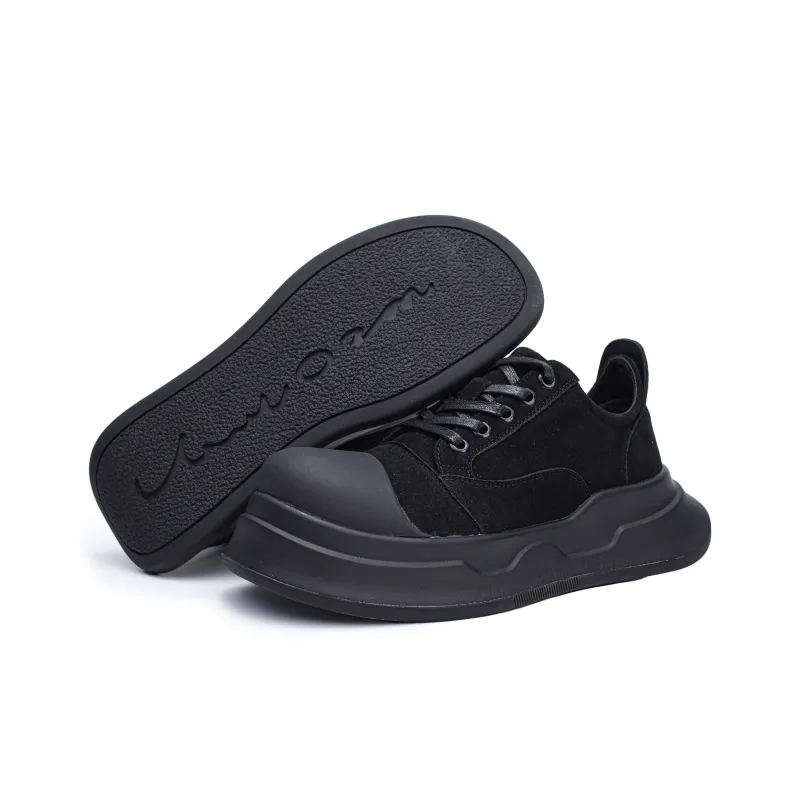 ESTEE GEEA Coverage Anti-Slip Wear-Resistant Breathable Height Increasing Low-Top Skateboard Shoes Unisex Black-4