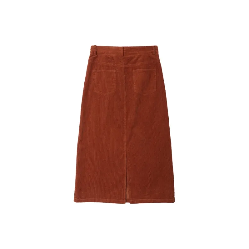 SETIROM Casual Long Skirt Women's Burnt Orange-1