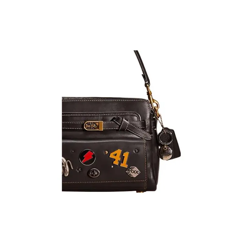 COACH Tate Glove Tanned Leather Shoulder Bag Crossbody Bag Handbag Medium Size Women's Black-4