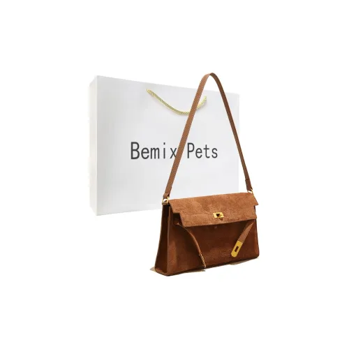 BEMIX PETS Cow Leather Handbag, Shoulder Bag Regular Women's Ebony Caramel