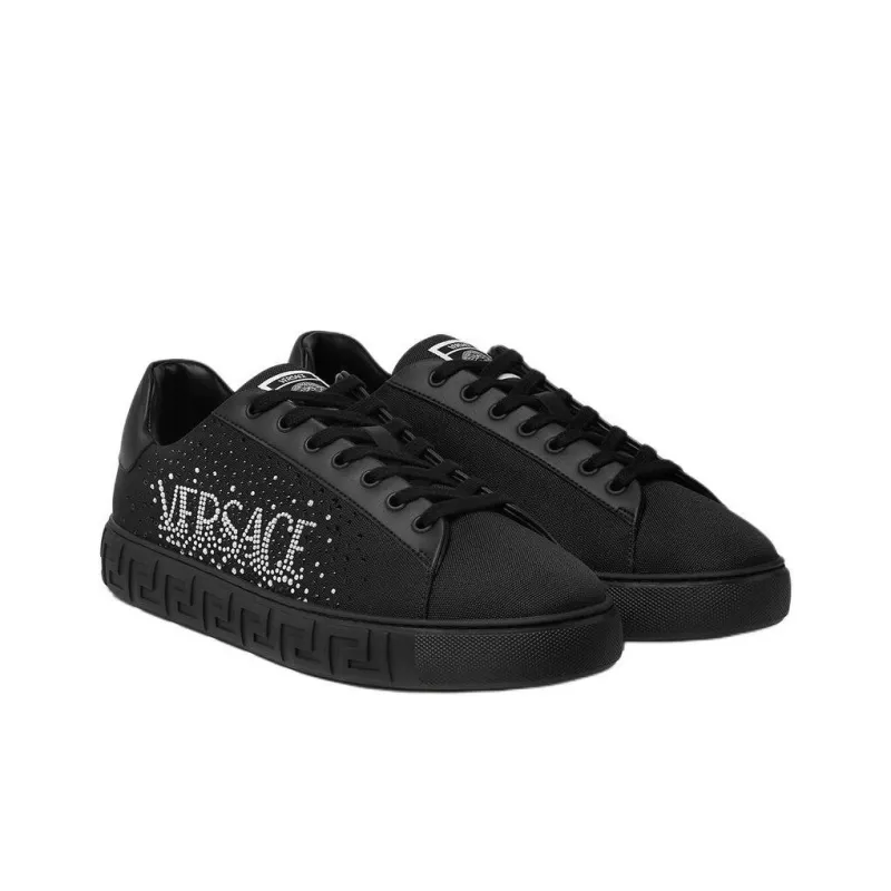 VERSACE LOGO GRECA Crystal Athletic Shoes Low Top Skateboard Shoes Men's Black-2