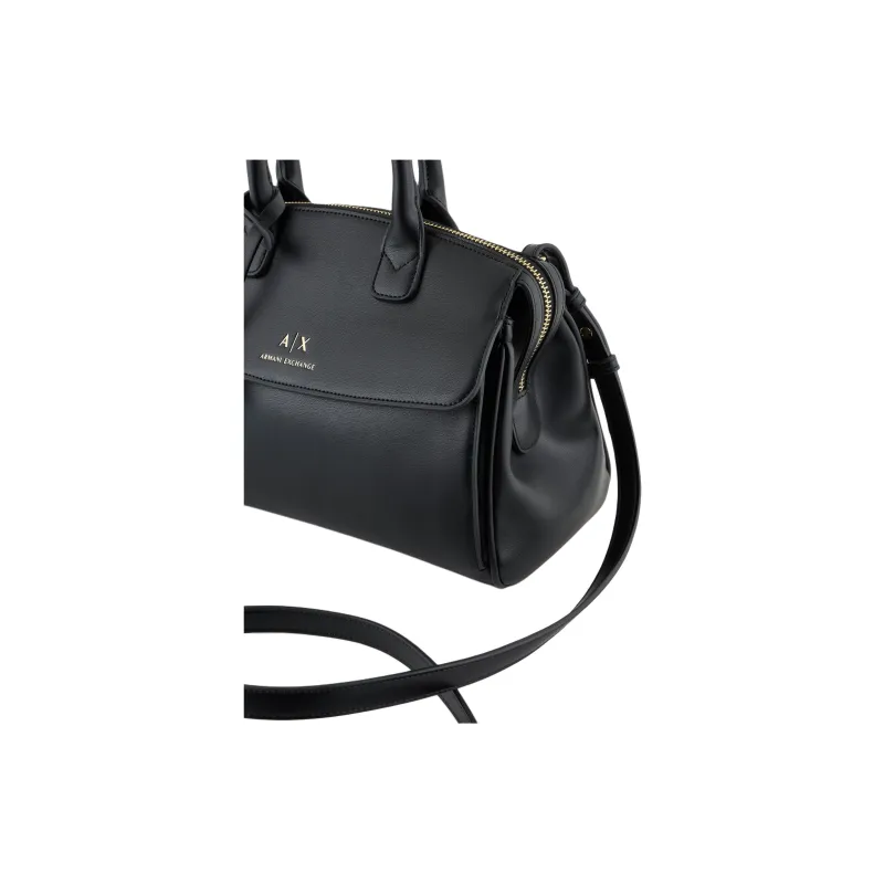 ARMANI EXCHANGEAE Polyurethane Boston Tote Bag, Shopping Bag, Crossbody Handbag Women's Black-4