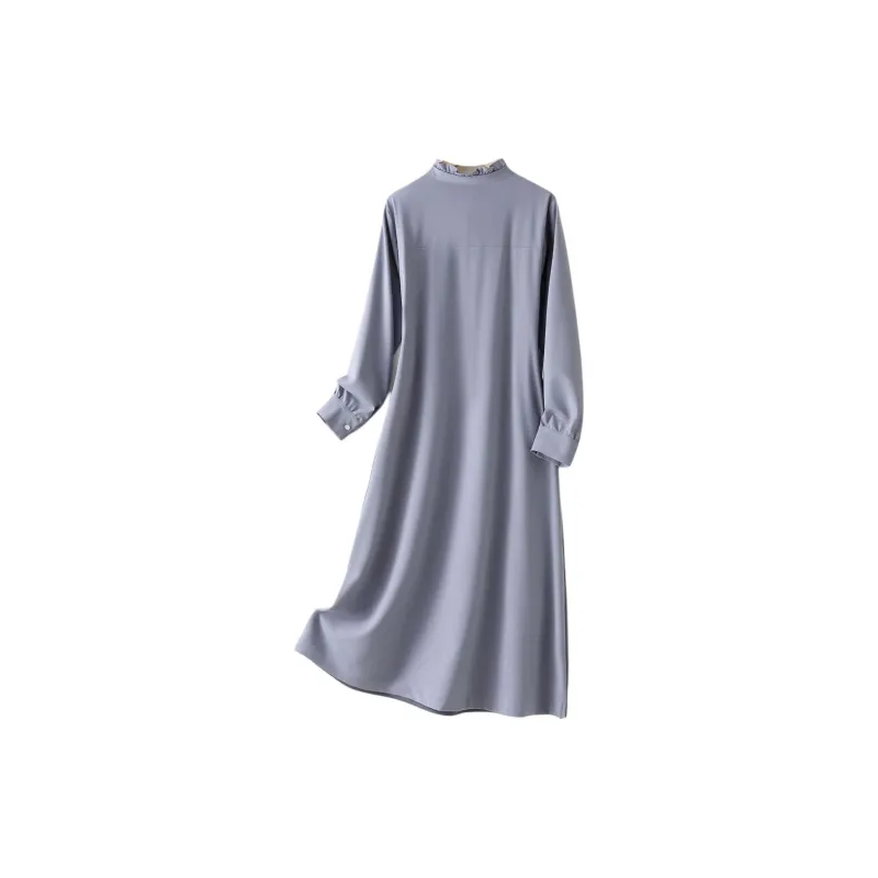 IHIMI Long Sleeved Dresses Women's Dusty Blue-2