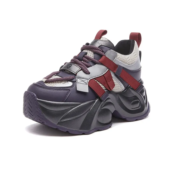 Kuding Wear-Resistant Breathable Height Increasing Low-Top Chunky Sneakers Women's-1