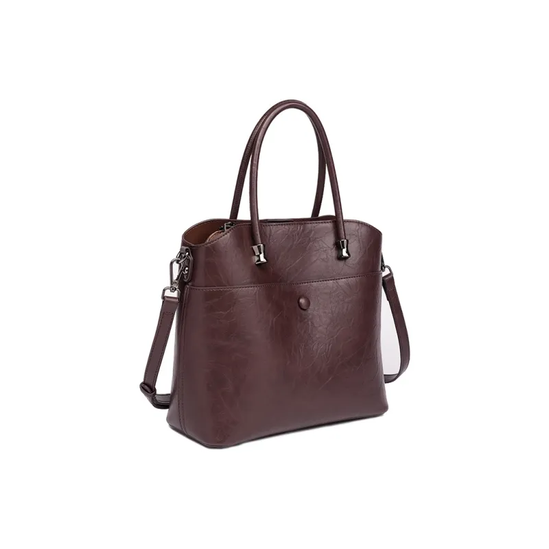 GELANDAI Vegetable Tanned Cow Leather Handbag, Shoulder Bag, Crossbody Bag Regular Women's Coffee/Black-1