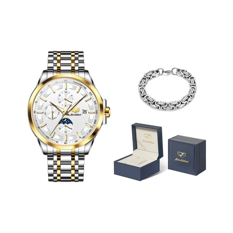 Jin Shi Dun Automatic Mechanical Movement Stainless Steel Watchband Watch Men's Watches Black Dial-7