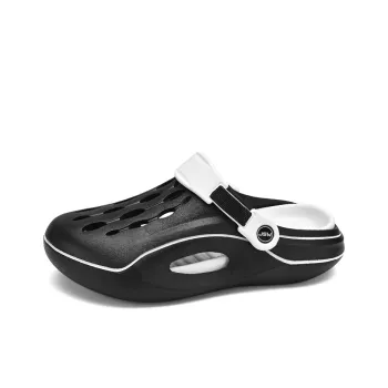 JEANSWEST Classic Black & White Multicolor Design Clogs Men's