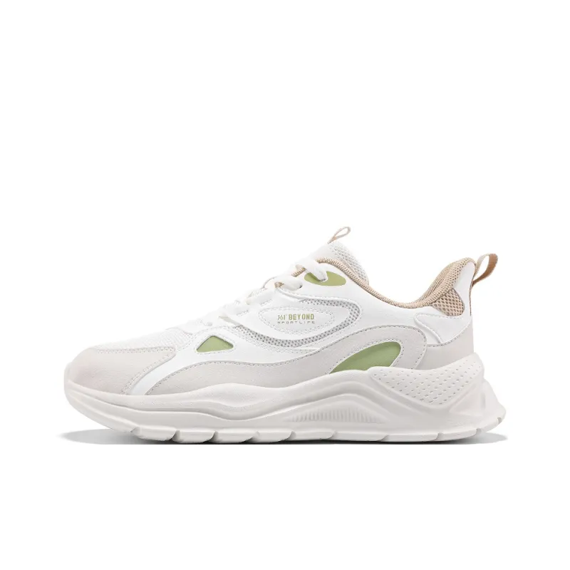 361° Cushioning Breathable Wear Resistant Low Top Sprint Running Shoes Men's Milk White-0