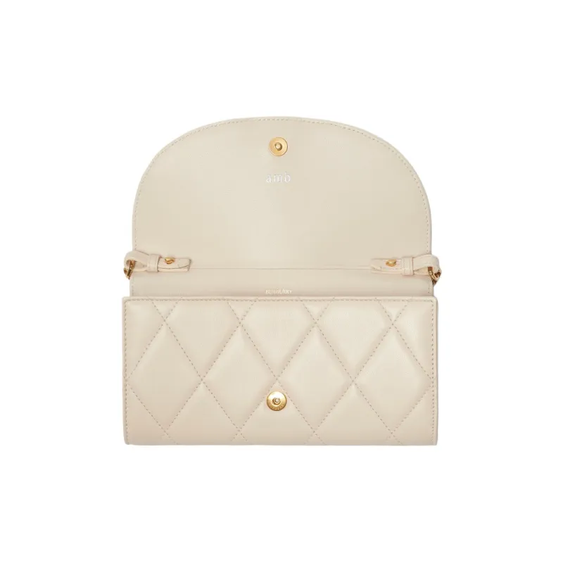 Burberry Lambskin Handheld One Shoulder Wallet Women's White-2