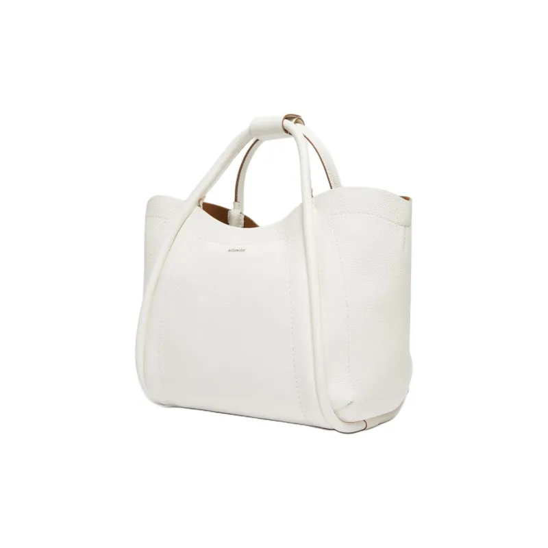 MaxMara Calfskin One Shoulder Handbag Small Size Women's White-2