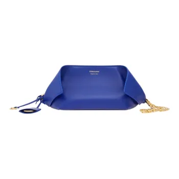 FERRAGAMO Cow Leather Evening Clutch Bag Women's Klein Blue