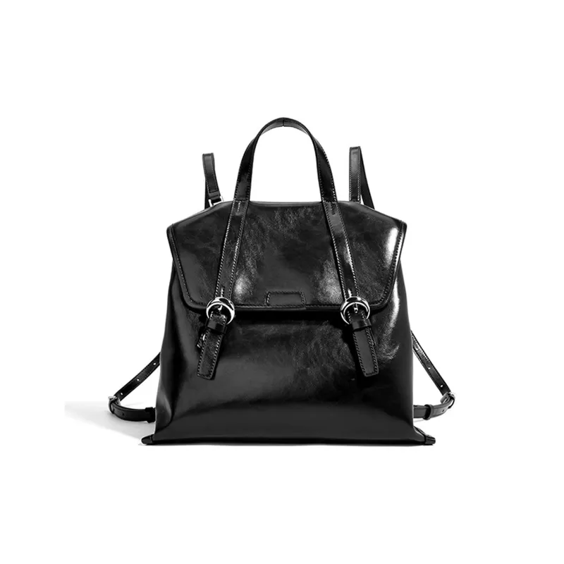 ROBERTA DI CAMERINO Cow Leather Backpack Women's Mocha/Gentleman Black-5