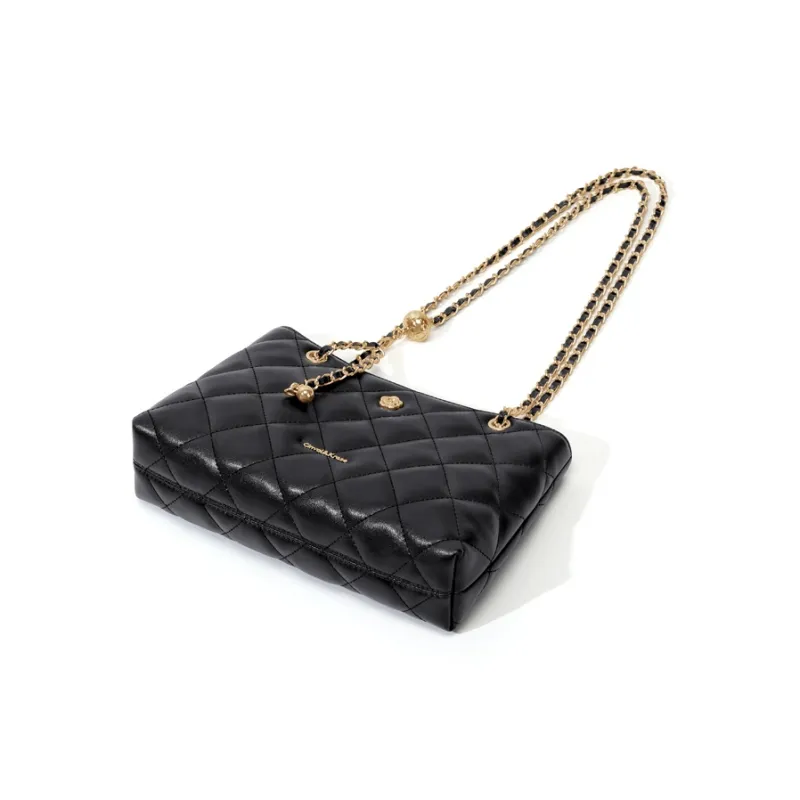 CinvaiKrose Synthetic Leather Shoulder Bag Tote Shoulder Bag Small Size Women's Ecru/Black-7