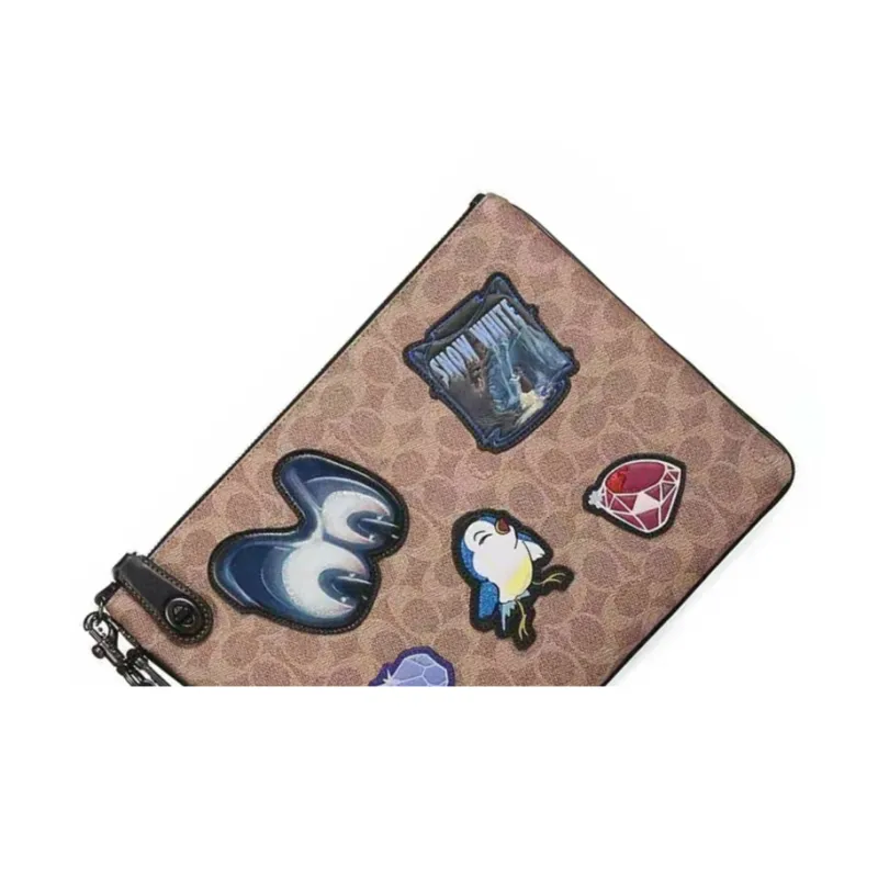 COACH Disney Coach Turnlock Wristlet 30 Disney Collaboration Canvas With Leather Clutch Large Size Men's Brown Monogram-2