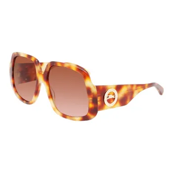 LONGCHAMP Acetate Metal Square Sunglasses Unisex Tortoiseshell
