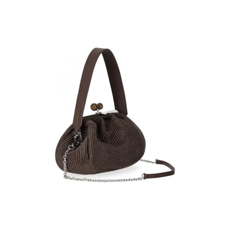 WEEKEND MaxMara Cotton With Modified Polyamide One Shoulder Clutch Medium Size Women's Dark Brown-1