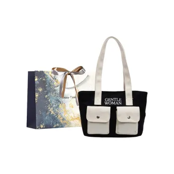 Iman's House Fabric Shoulder Bag Regular Unisex Ecru/Black/Black & White/White & Black
