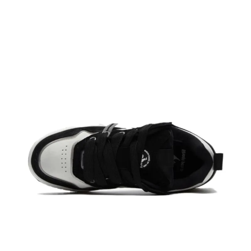 Le Coq Sportif Anti Slip Wear Resistant Low Top Skateboard Shoes Women's Black White Gray-2