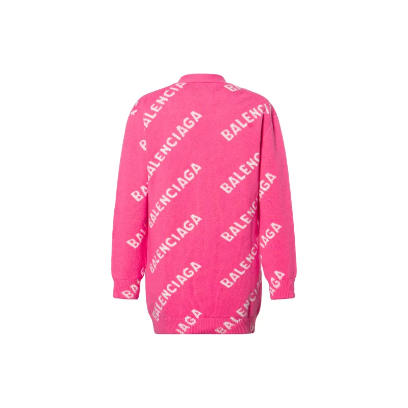 Balenciaga Women's All-over Logo Cardigan in Pink - Cheap