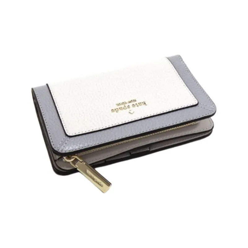 Kate Spade Litchi Grain Leather Wallet Medium Size Women's Gray-3