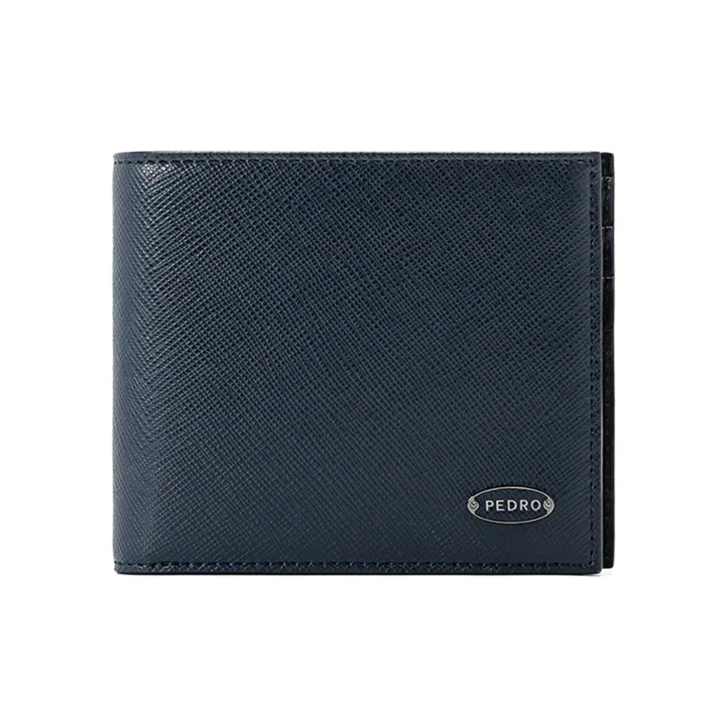 PEDRO Cow Leather Wallet Men's Black/Dark Blue-6