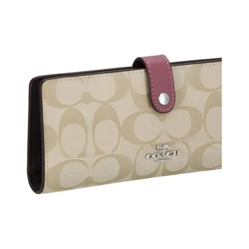 COACH Slim Wallet Leather Wallet Trumpets Women's Khaki-3