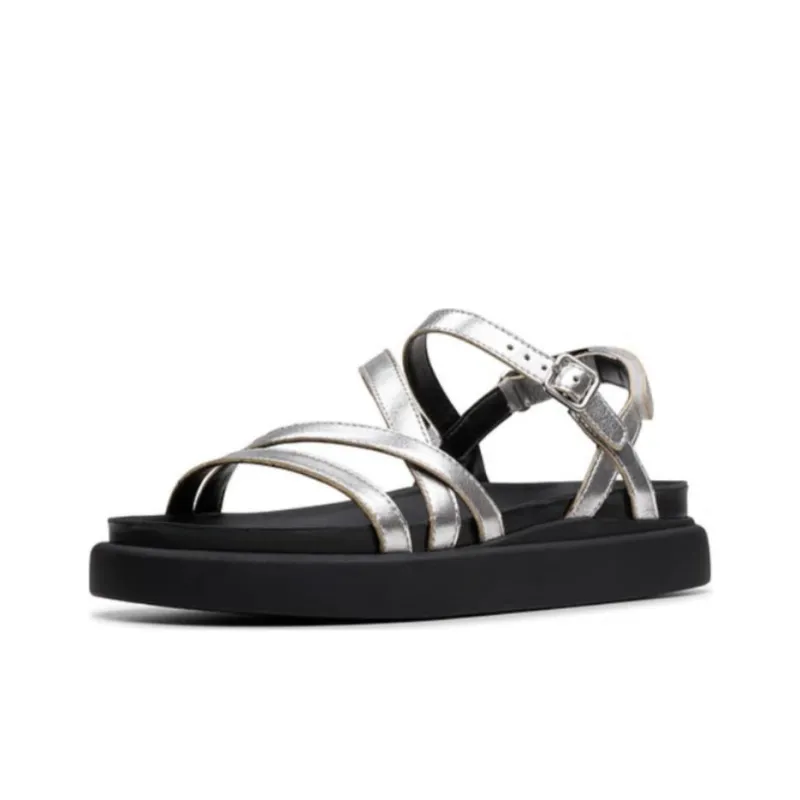 Clarks Aristra Collection Strap Sandals 3cm Women's Silver-1