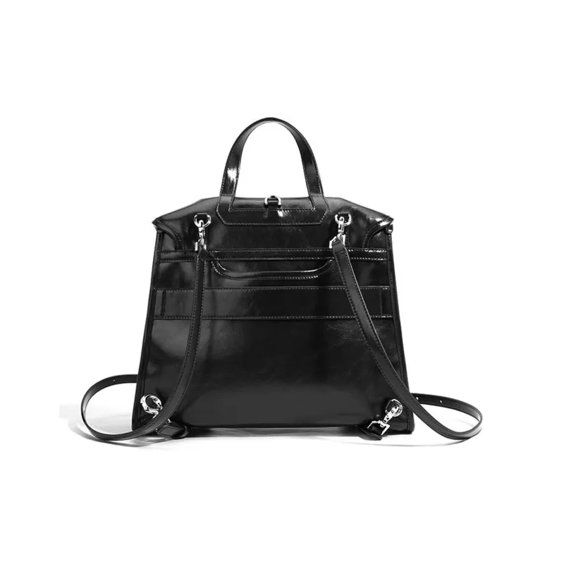 ROBERTA DI CAMERINO Cow Leather Backpack Women's Mocha/Gentleman Black-8