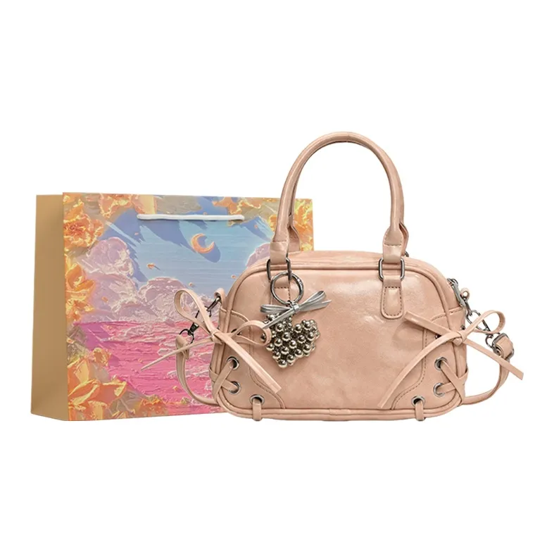 BRINCH PU Handbag Regular Women's Ecru/Gray/Pink/Black-8