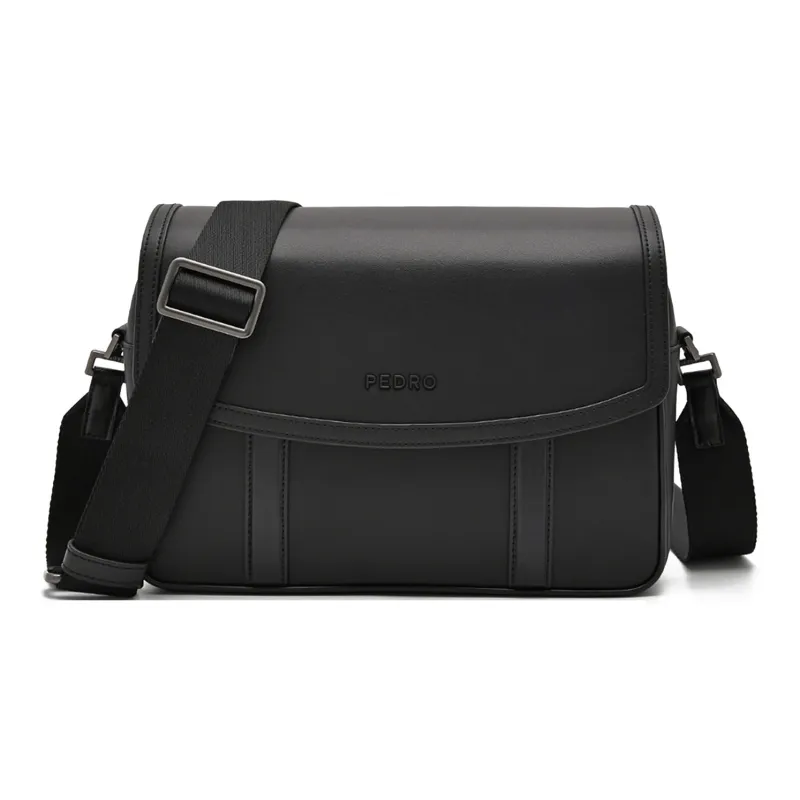 PEDRO Synthetic Material Messenger Bag Shoulder Bag Small Size Men's Black/Camel-0