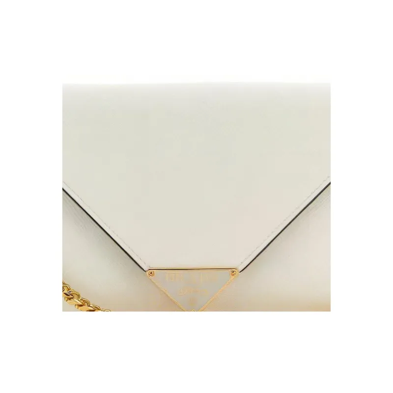 PRADA Calfskin Shoulder Bag Crossbody Bag Wallet Women's White-4