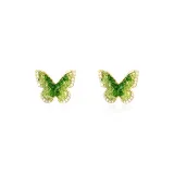 Crystal Heart Butterfly Clip-on Earrings Green (Exquisite Faux Crystal)
