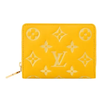 LOUIS VUITTON Sheepskin Wallet Women's Silver Apricot Yellow