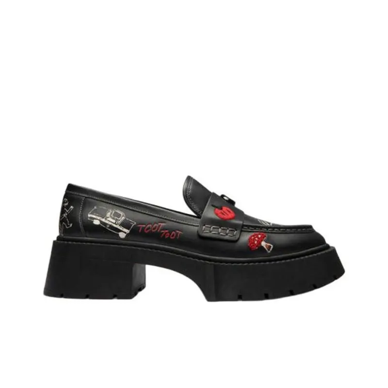 COACH Leah Chunky Heel High Heels 5.5cm Women's Black-1