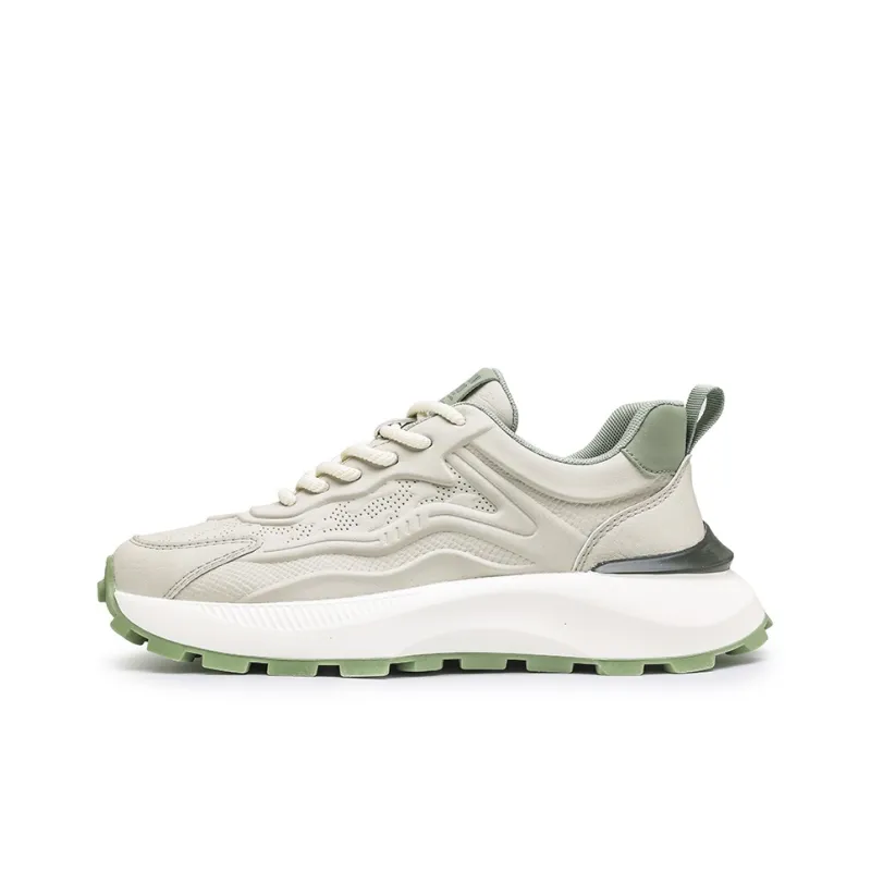 SENGUIBUCK Slip Resistant Breathable Height Increasing Low Top Chunky Sneakers Men's Gray Green-0