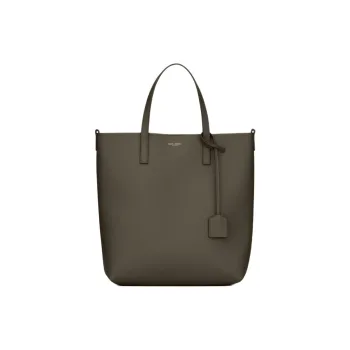 SAINT LAURENT Calfskin Tote Bag, Shopping Bag, Shoulder Bag, Handbag Regular Women's Olive Green