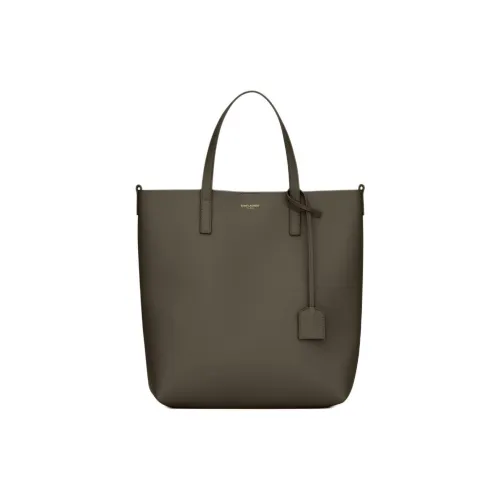 SAINT LAURENT Calfskin Tote Bag, Shopping Bag, Shoulder Bag, Handbag Regular Women's Olive Green