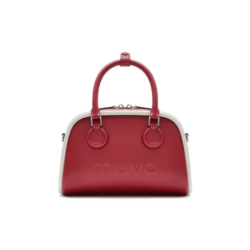 MUVA Cow Leather Crossbody Handbags Medium Size Women's Vintage Red/Vintage Brown