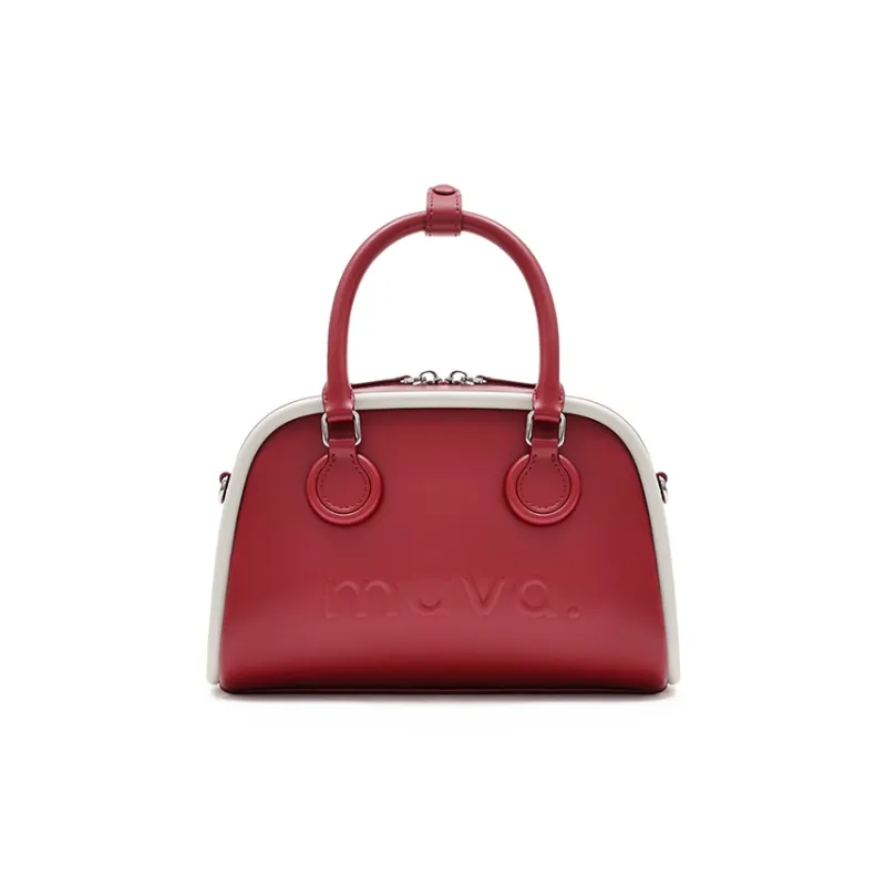 MUVA Cow Leather Crossbody Handbags Medium Size Women's Vintage Red/Vintage Brown-0