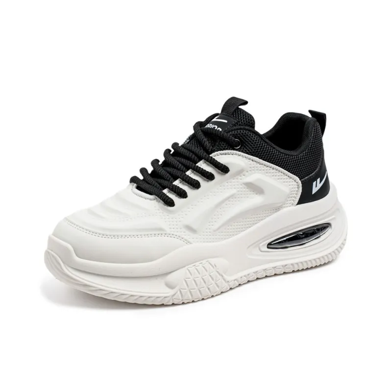 Warrior Height Increasing Wear Resistant Lightweight Slip Resistant Low Top Chunky Sneakers Men's White Black-1