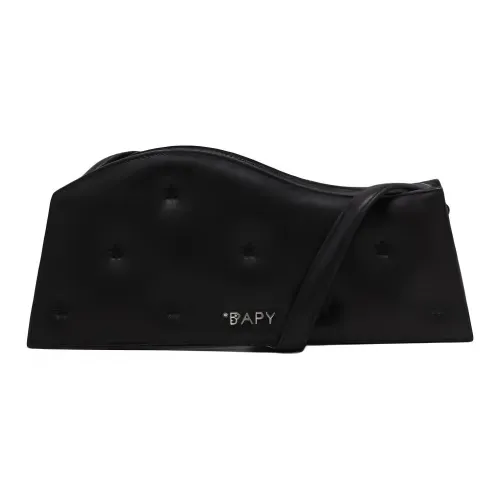 A BATHING APE Cow Leather Shoulder Bag Women's Black