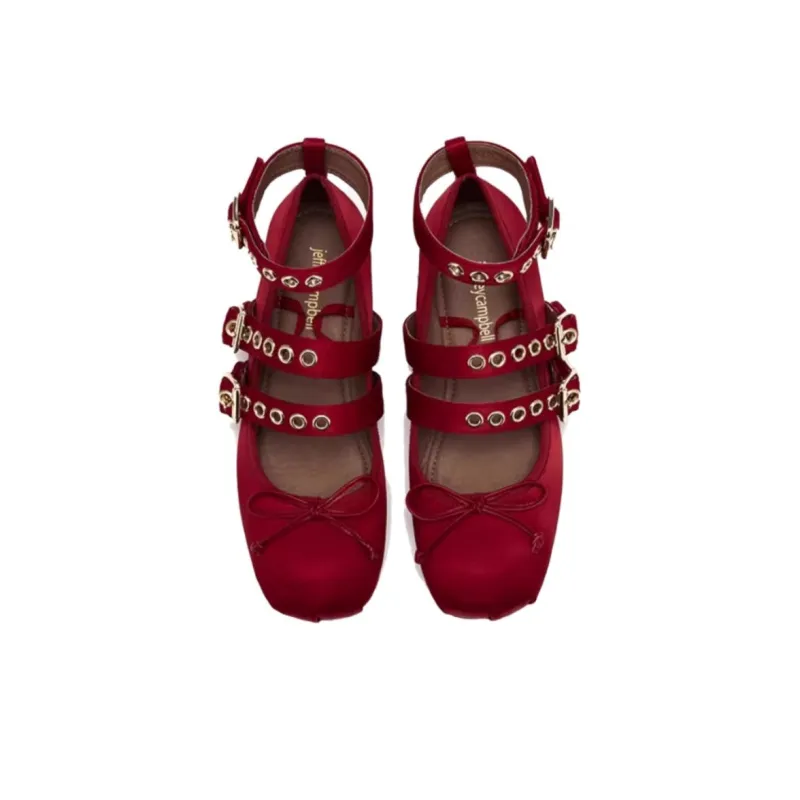 Jeffrey Campbell Stylish Connecting Thread Collection Casual Single Shoes Women's Red-3