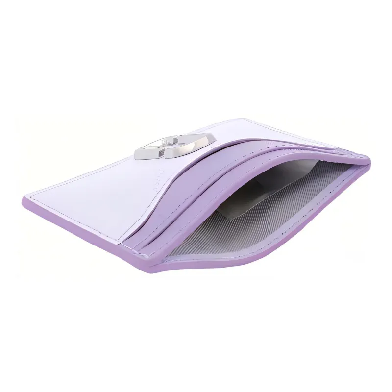 MARC JACOBS Snapshot Saffiano Cross Grain Leather Card Clip Card Holder Women's Purple With Light Purple Accents Purple-3