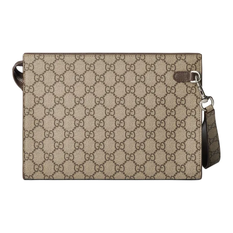 GUCCI Supreme Canvas Clutch Women's Beige & Ebony-3